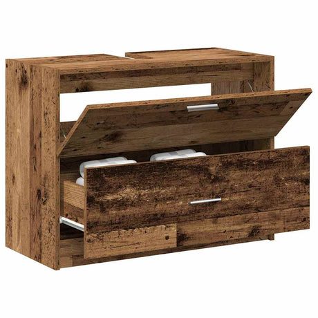 Vidaxl badkamer kast oud hout 78 x 37 x 59 cm bewerkt hout
