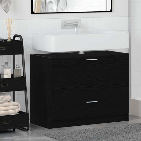 Vidaxl badkamer kast zwart eiken 78 x 37 x 59 cm bewerkt hout