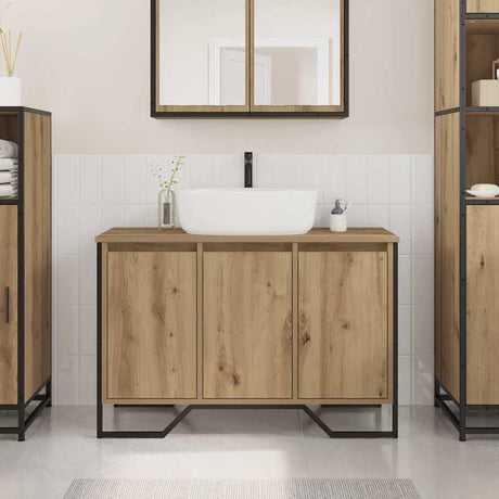 Vidaxl badkamertenk te kast artisan eiken 91 x 35 x 60 cm bewerkt hout