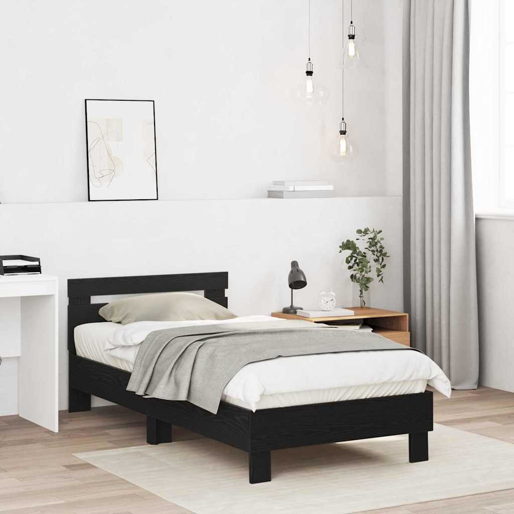 Vidaxl bedframe zwart eiken 193 x 95 x 88 cm bewerkt hout