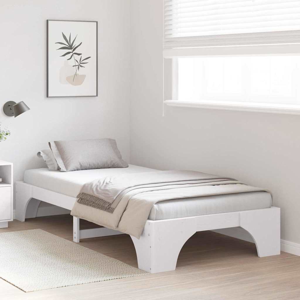 Vidaxl bedframe wit 75 x 190 cm massief grenenhout