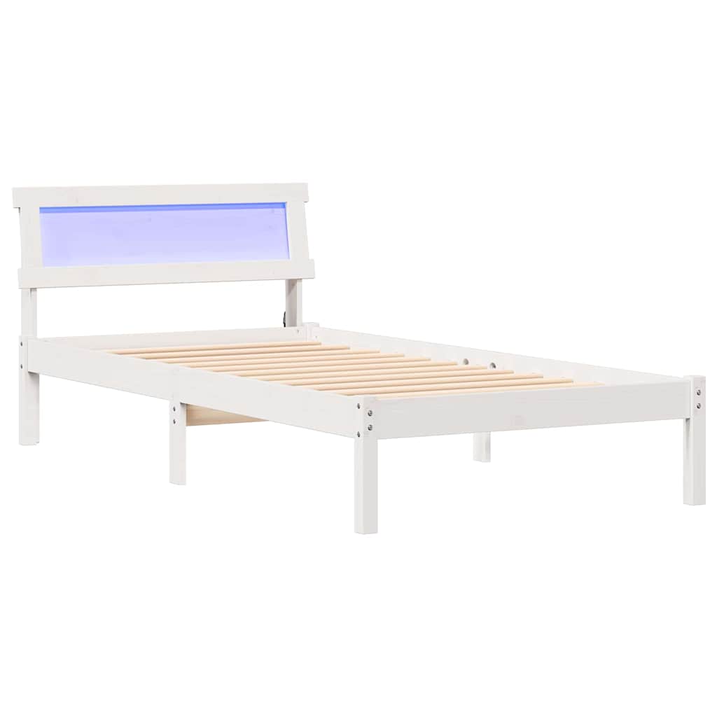 Vidaxl bedframe met hoofdeinde wit 100 x 200 cm massief grenenhout