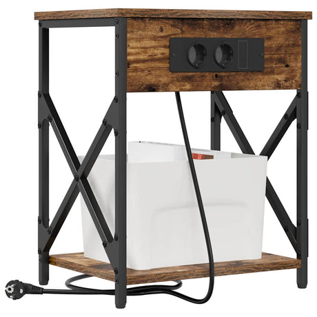 Vidaxl nachtkastje 2 st gerookt eiken 41 x 31 x 51 cm bewerkt hout