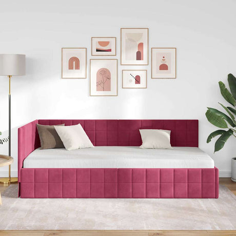 Vidaxl hoekbedframe wijnrood 100 x 200 cm fluweel