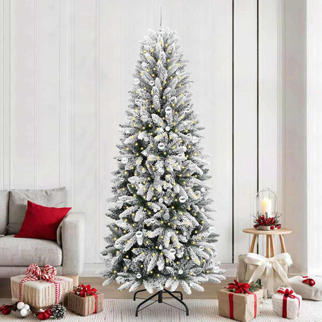 Vidaxl kunstkerstboom met kerstbal 240 cm 300 led's warmwit pe en pvc