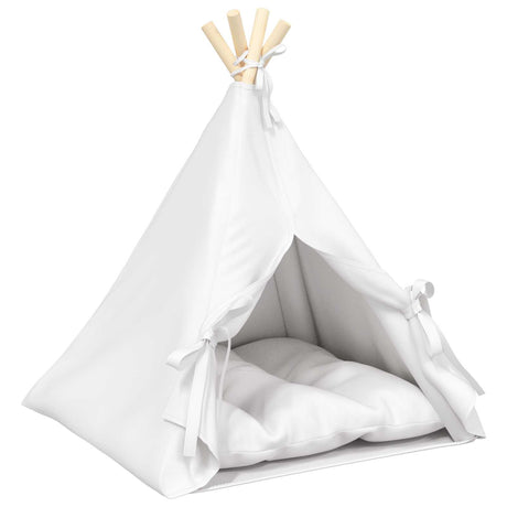 Vidaxl dieren teepee met kussen wit 50 x 50 x 60 cm polyester