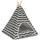 Vidaxl dieren teepee met kussen wit en grijs 50 x 50 x 60 cm polyester
