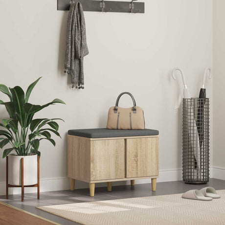 Vidaxl halbank met kussen met opslag sonoma eiken 60 x 38 x 46 cm