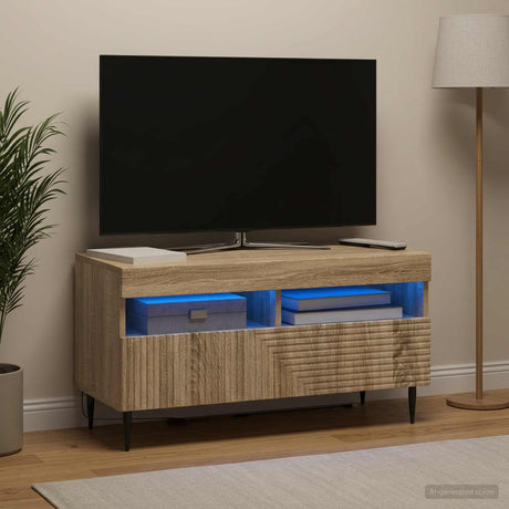 Vidaxl led tv-meubel haarlem 81 x 35 x 43 cm sonoma eiken bewerkt hout
