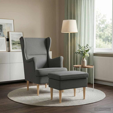 Vidaxl fauteuil met voetenbank 2 st donkergrijs stof