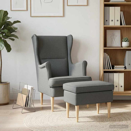 Vidaxl fauteuil met voetenbank 2 st donkergrijs stof