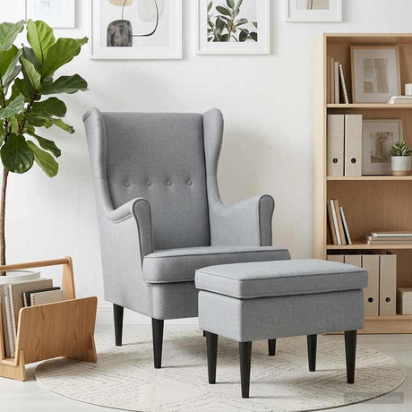 Vidaxl fauteuil met voetenbank 2 st lichtgrijs stof
