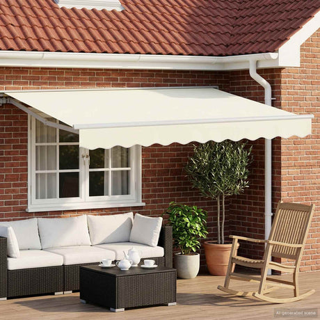 Vidaxl handmatige luifelhouder met led's crème en wit 2,5 x 2 m