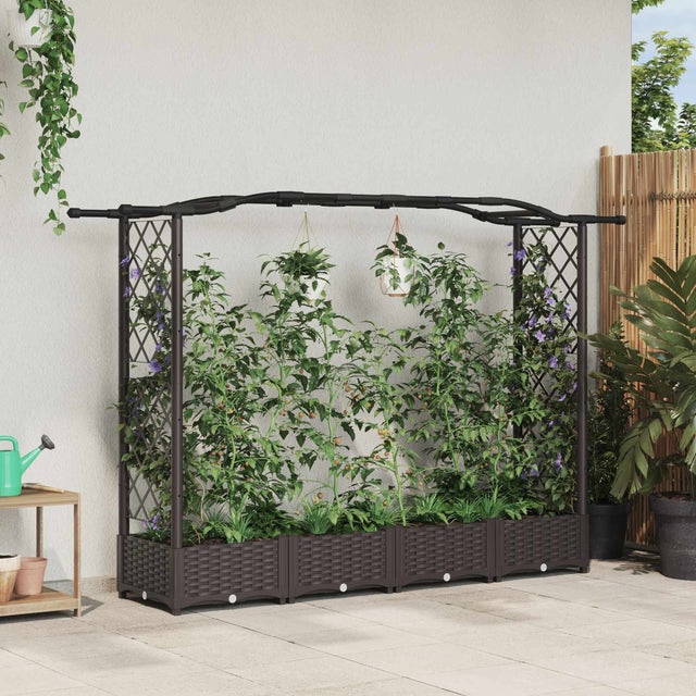 Vidaxl verhoogd bed met trellis en dak bruin 207 x 40 x 123 cm pp
