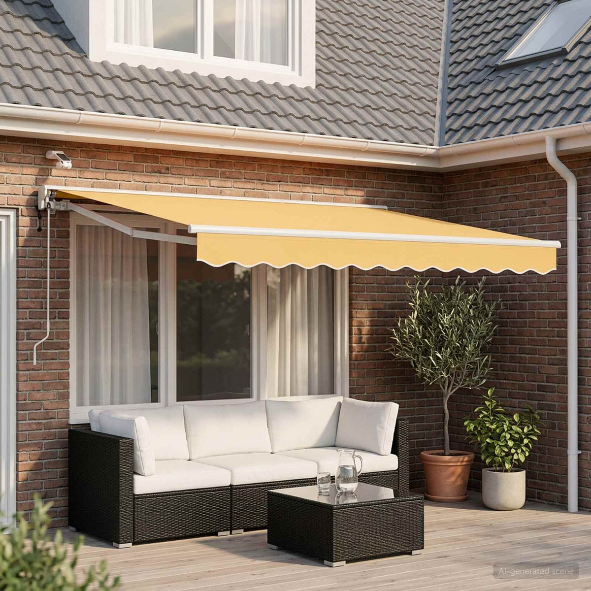 Vidaxl elektrisch uittrekbaar zonnescherm zand 3,5 x 2,5 m