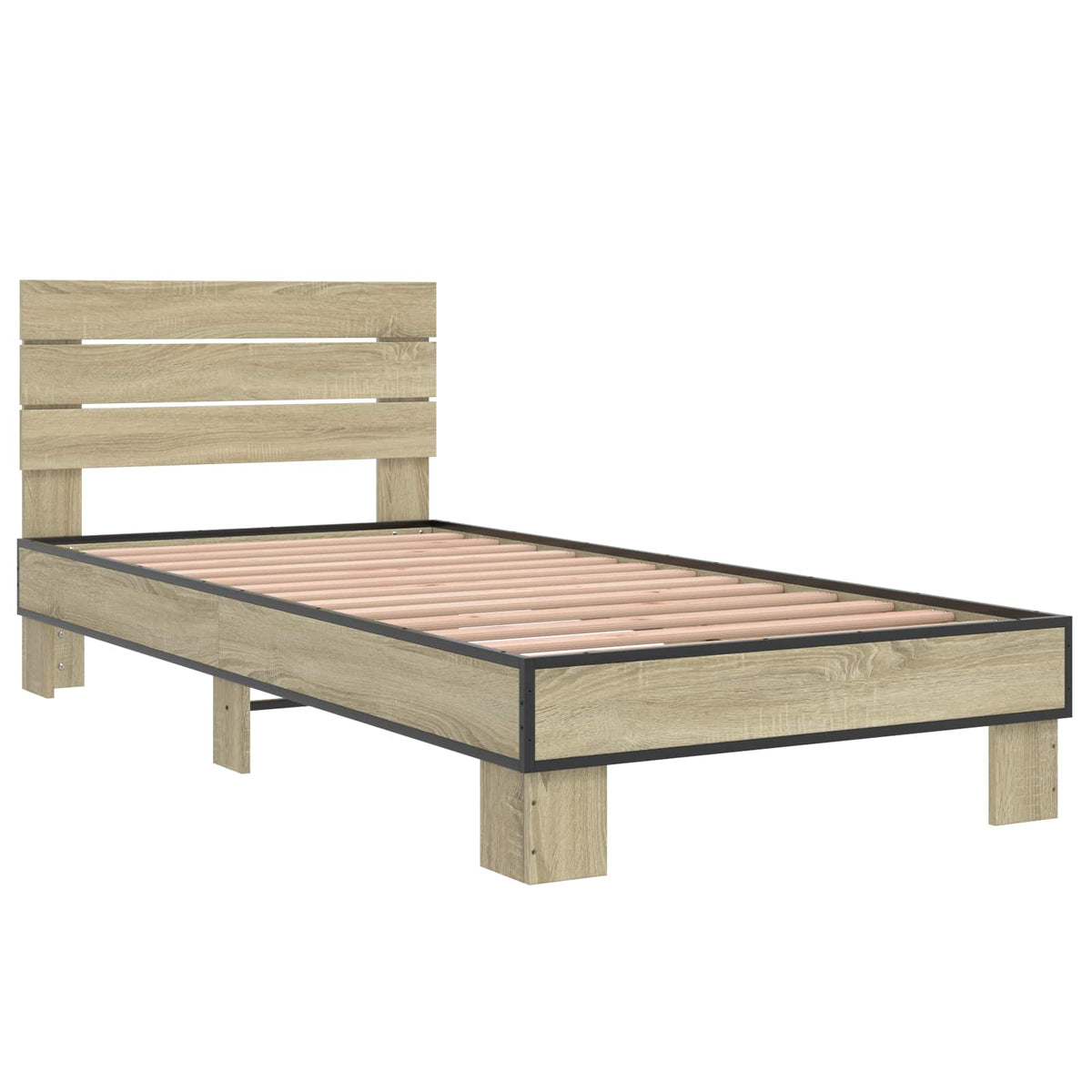 Vidaxl bedframe met hoofdeinde sonoma eiken 80 x 200 cm bewerkt hout