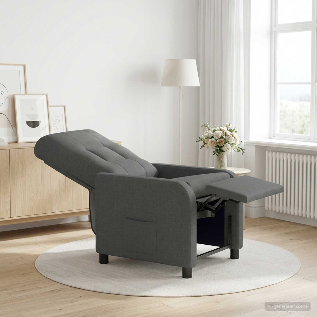Vidaxl relaxfauteuil donkergrijs stof