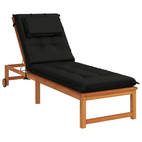 Vidaxl ligstoel kussen gemert 100% polyester zwart 190 x 50 x 9 cm