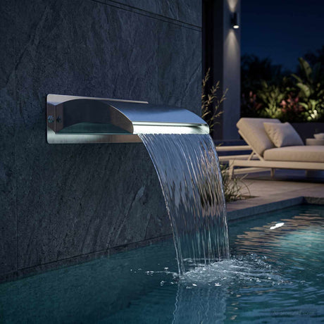 Vidaxl zwembadwaterval met led roestvrij staal 304 51 x 26 x 13 cm