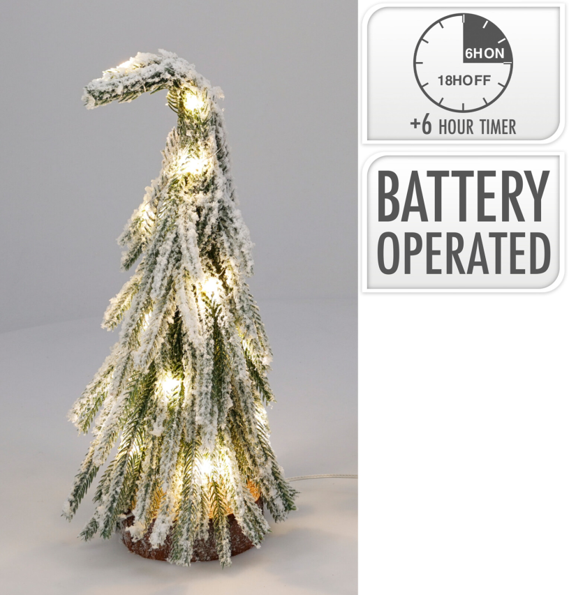 Kerstboom met led sneeuw 13x27cm
