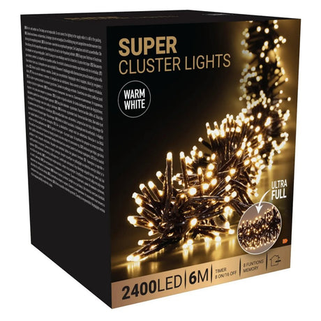 S.i.a. super cluster led-verlichting 2400 led #039;s 600 cm warm wit zwart