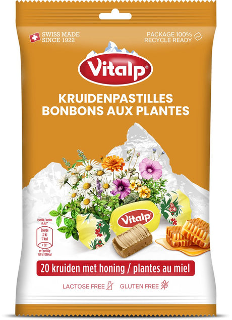 Vitalp - pastylki do ssania na gardło - oryginalne z 20 ziołami i miodem - 16 torebek - 75 gramów