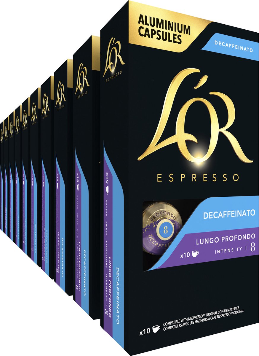 Filiżanki do kawy L'or espresso decaffeinato lungo profondo - intensywność 08 12 - 10 x 10 kapsułek