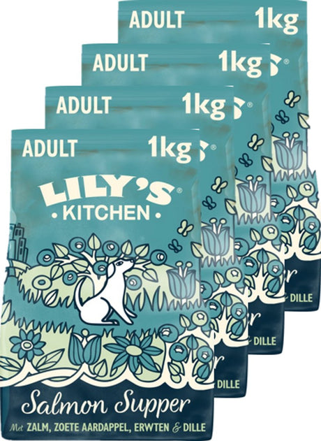 Lily's Kitchen - karma dla psów - karma sucha - karma dla psów z łososiem na kolację z łososiem - 4 x 1 kg