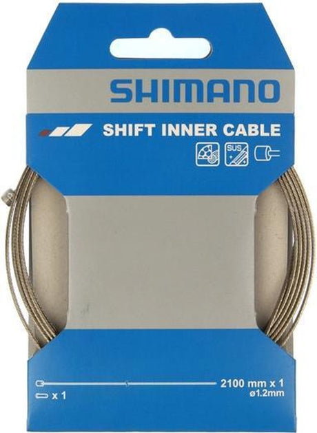 Linka przerzutki linki wewnętrznej Shimano sus Select – 1,2 x 2100 mm – stal nierdzewna – łącznie z zaślepką – srebrna