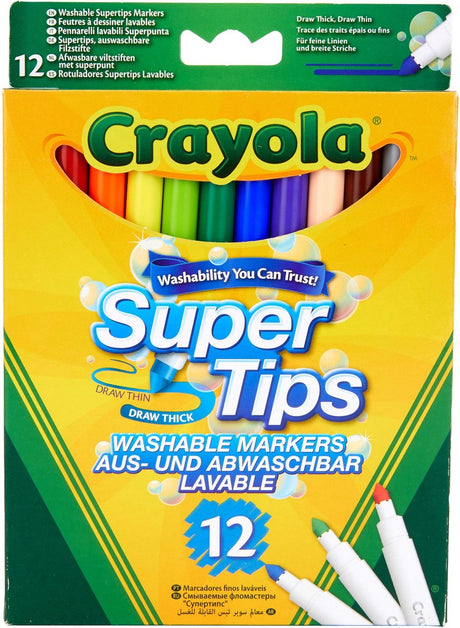 Crayola - super końcówki - pisaki - 12 zmywalnych pisaków - dla dzieci