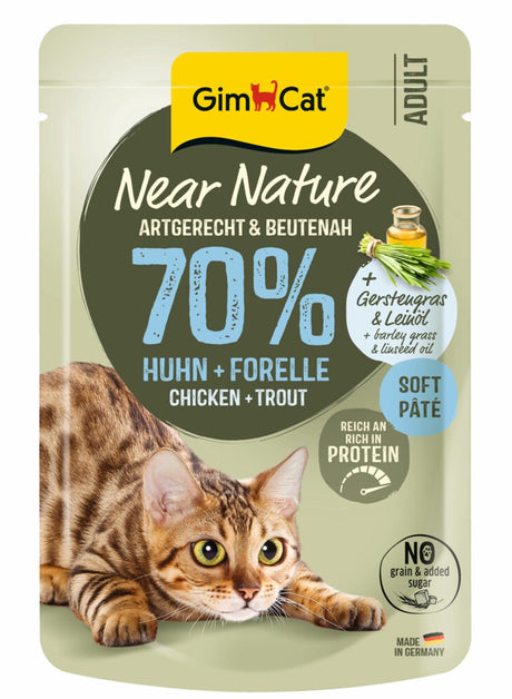 Karma dla kotów Gimcat Near Nature Troć z kurczaka - 16 x 85 gr - opakowanie wartościowe