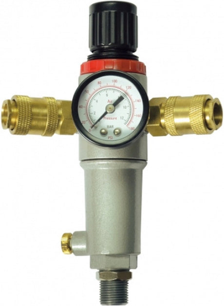 Reduktor ciśnienia Stanley z manometrem 152172xstn - filtr, regulator ciśnienia i manometr - max. 10bar - odczyt w barach psi - 3 4 m + 2 szybkozłączki