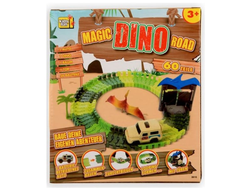 Tor samochodowy dla dinozaurów Jonotoys Magic Road, 60 elementów