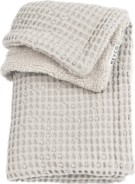 Kocyk do łóżeczka dziecięcego Meyco waflowy - szary - 100x150cm - 2,0 tog
