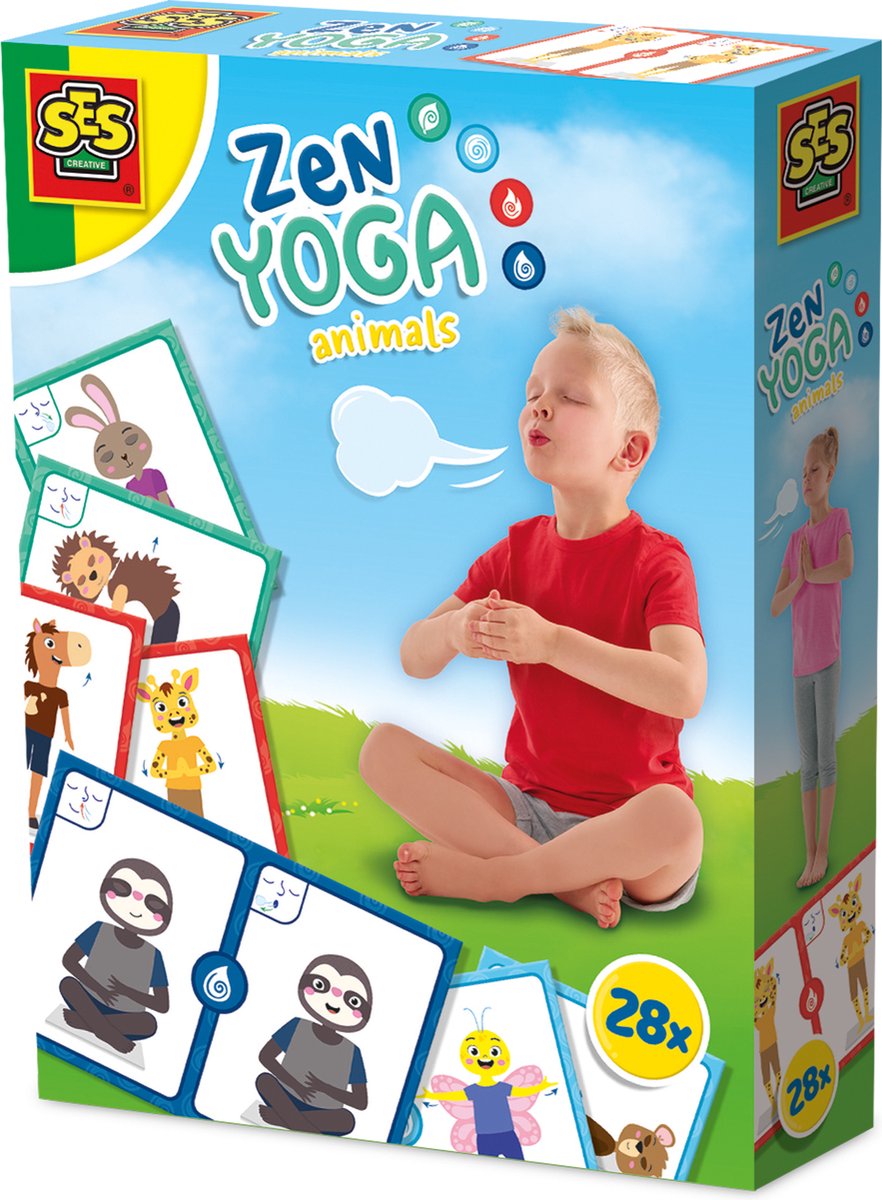 Ses Creative 02407 - karty do jogi zen - ćwiczenia oddechowe - uważność dla dzieci - 28 przykładowych kart - ćwiczenia na emocje takie jak radość lub złość