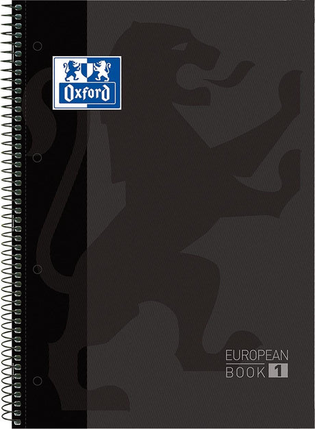 Oxford School Europeanbook - notatnik - kolorowe krawędzie - a4+ - linia - 80 kartek - 4 dziurki - twarda oprawa - czarna