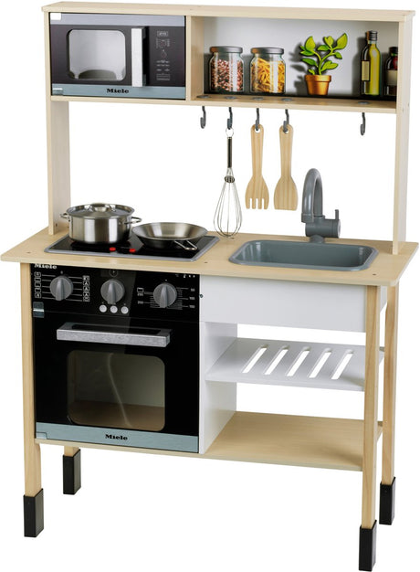 Zabawki Klein - miele drewniana kuchnia z zabawkami - 70x30x91 cm - w zestawie. efekty świetlne i dźwiękowe - drewno