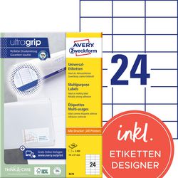 Etykiety wielofunkcyjne Avery 3474 70x37mm
