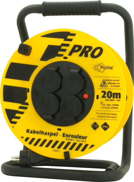 Profilowy bęben kablowy ogrodowy - ip44 - 20 metrów - neopren 3x2,5mm² - uziemienie pinowe