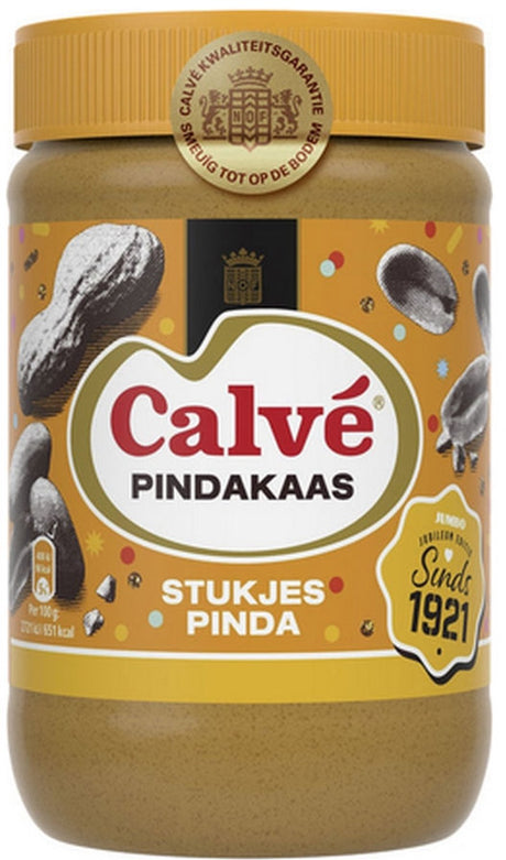 Masło orzechowe Calvé - kawałki orzechów - gładkie do spodu - 12 x 650 g