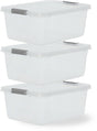 Iris storage opbergbox met clips - 12.5l - stapelbaar - kunststof - transparant grijs - set van 3