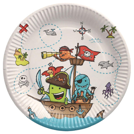 Papstar zestaw 10 talerzy z załogą piratów, kartonowych, średnica 23 cm