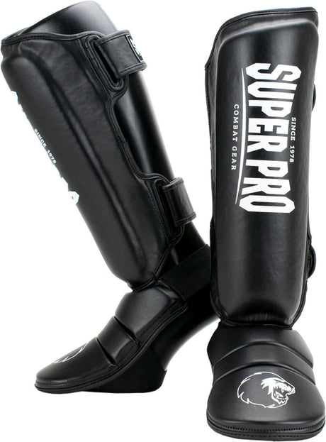 Super pro combat gear scheenbeschermer protector zwart wit extra small