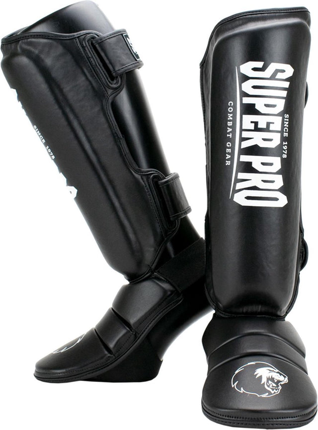 Super pro combat gear scheenbeschermer protector zwart wit extra large