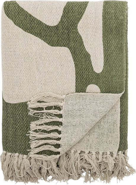 Bloomingville dalmine plaid, groen, gerecycled katoen