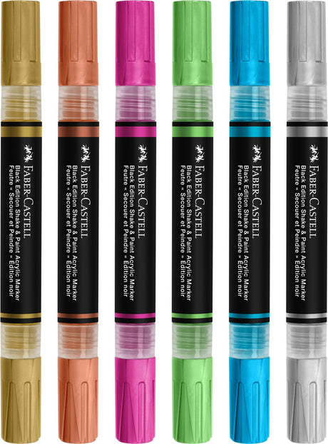 Marker akrylowy Faber-castell - edycja czarna - farba shake - 6 kolorów metalicznych - fc-285517