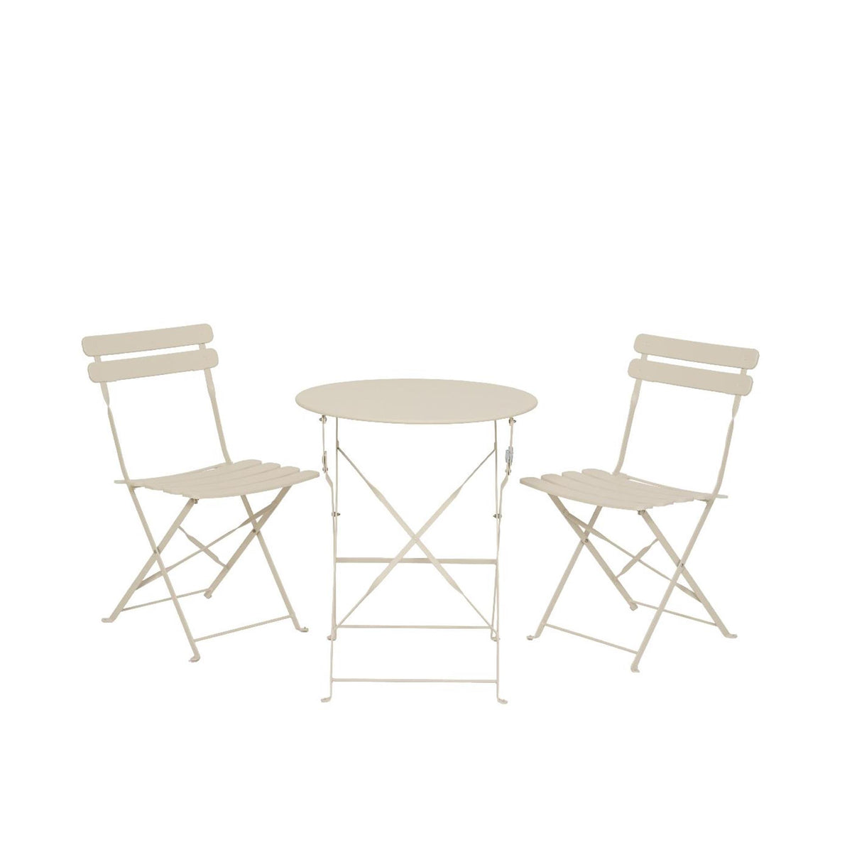 Zestaw bistro Decoris Helsingborg stal na zewnątrz w kolorze złamanej bieli, ø60xw71cm