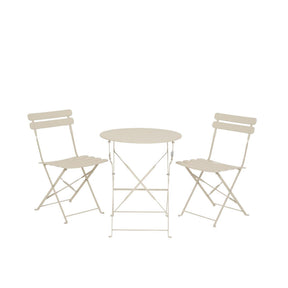 Zestaw bistro Decoris Helsingborg stal na zewnątrz w kolorze złamanej bieli, ø60xw71cm