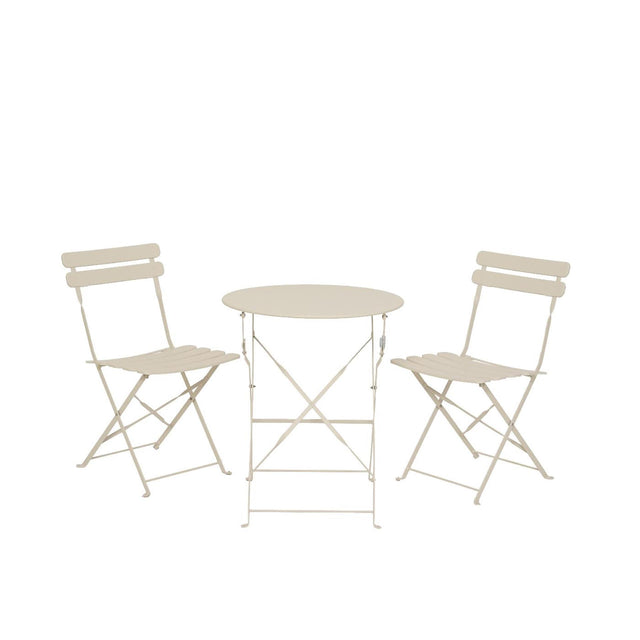 Zestaw bistro Decoris Helsingborg stal na zewnątrz w kolorze złamanej bieli, ø60xw71cm