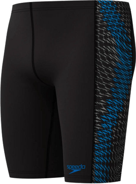 Speedo end+ tech panel jammer heren - chloorbestendige zwembroek heren - kleurvaste lange zwemshort heren - sportzwembroek heren bestand tegen olie en zonnebrandcrème - zwart blauw - l